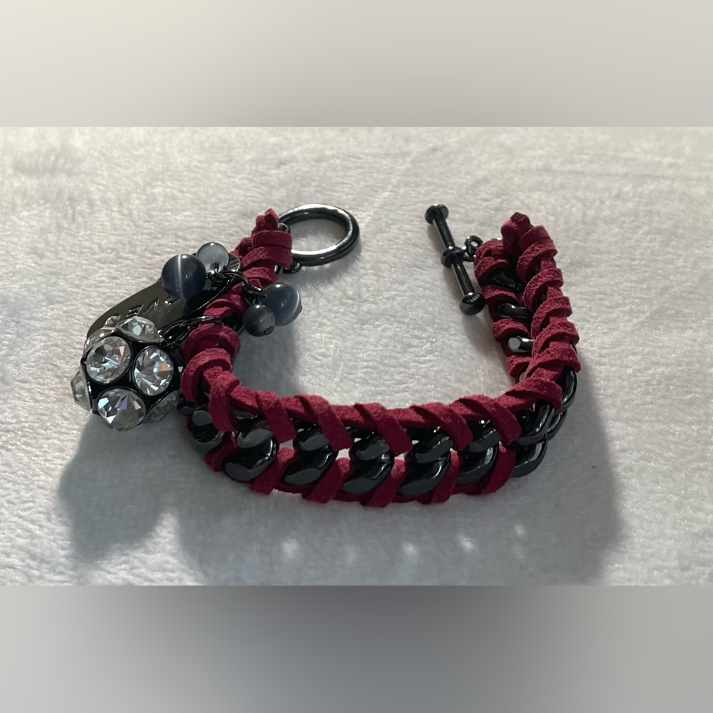 Brand New Thick Threaded Smoky Silver Tone Chain Bracelet